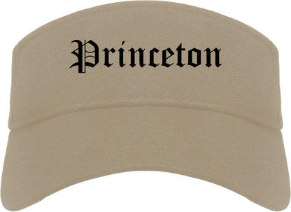 Princeton Illinois IL Old English Mens Visor Cap Hat Khaki