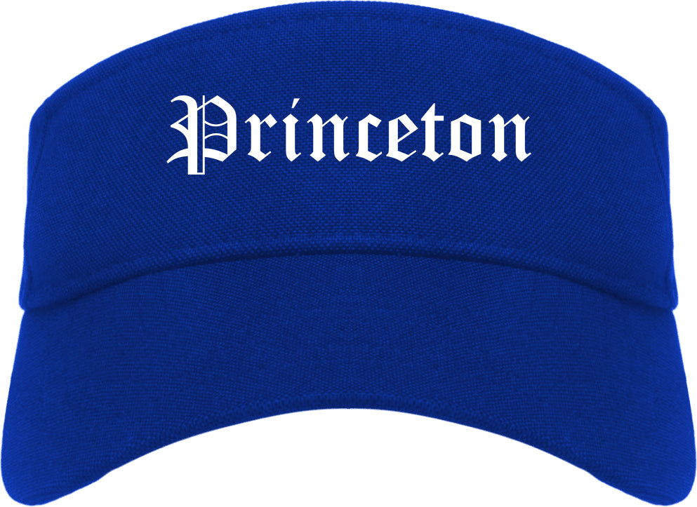 Princeton Illinois IL Old English Mens Visor Cap Hat Royal Blue