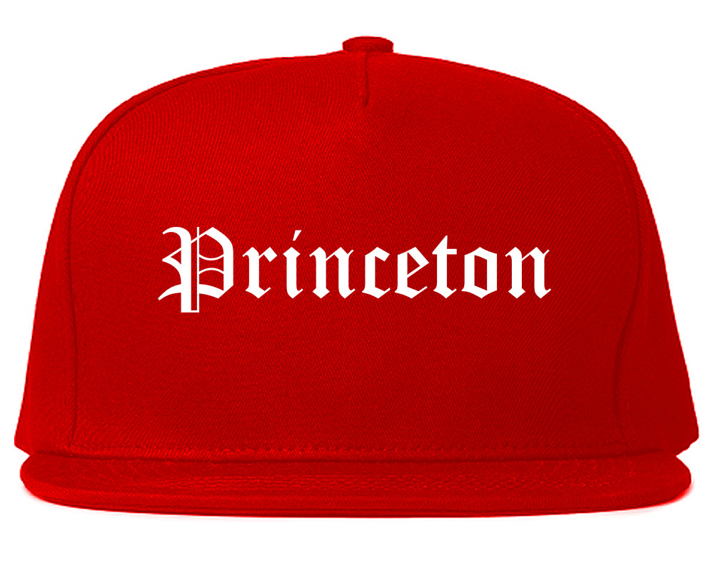 Princeton Indiana IN Old English Mens Snapback Hat Red