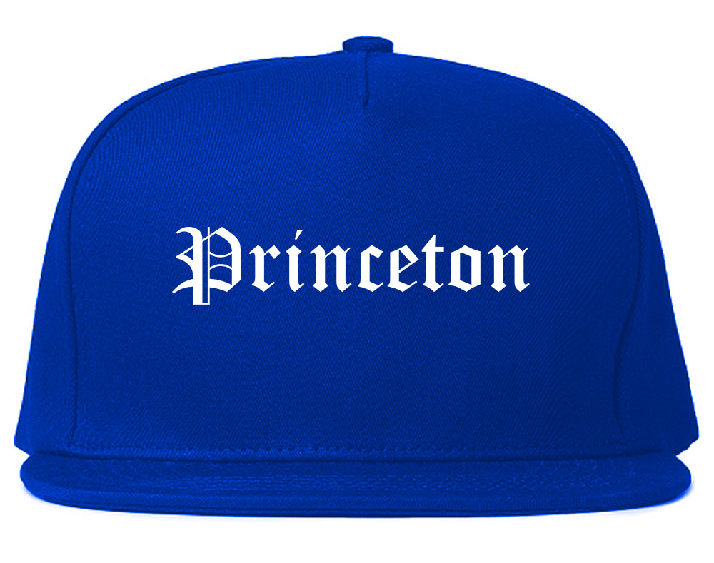 Princeton New Jersey NJ Old English Mens Snapback Hat Royal Blue