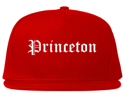 Princeton Texas TX Old English Mens Snapback Hat Red
