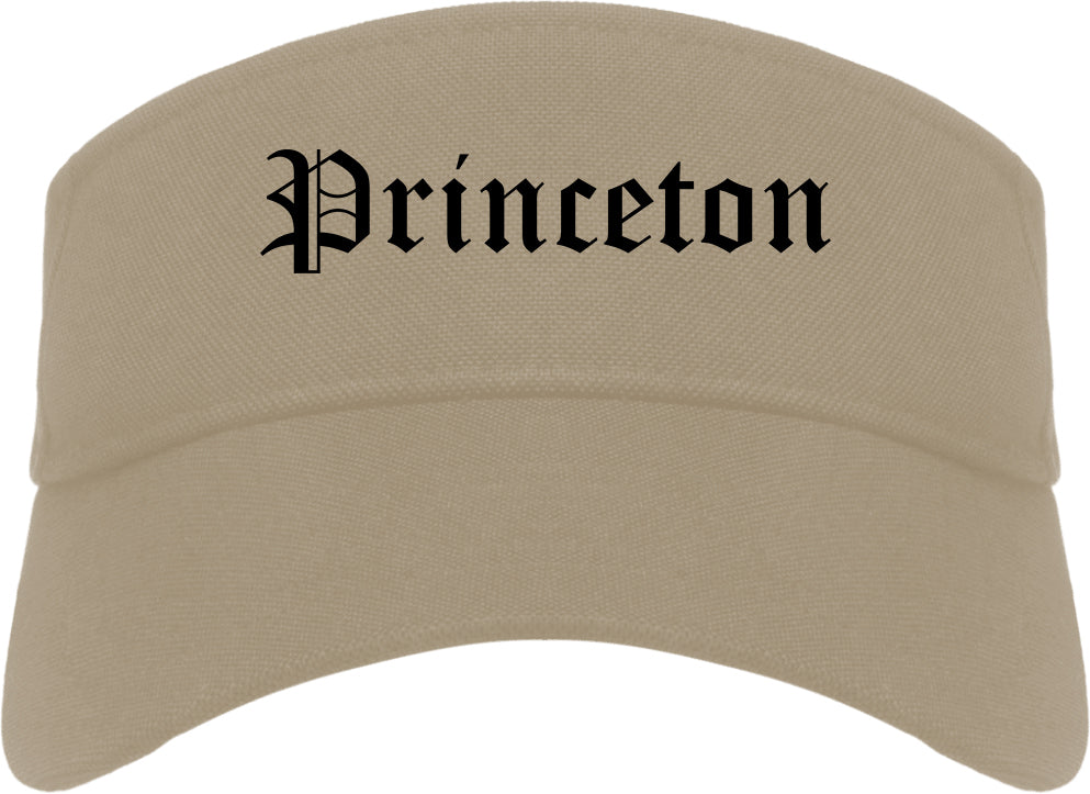 Princeton Texas TX Old English Mens Visor Cap Hat Khaki