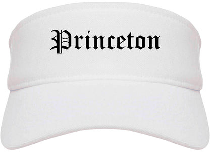 Princeton Texas TX Old English Mens Visor Cap Hat White