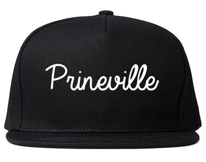 Prineville Oregon OR Script Mens Snapback Hat Black