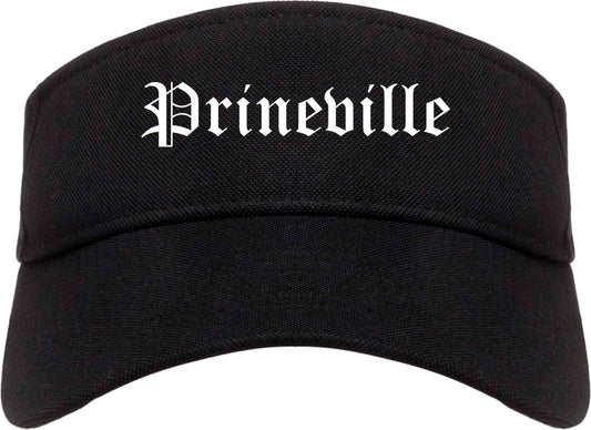 Prineville Oregon OR Old English Mens Visor Cap Hat Black