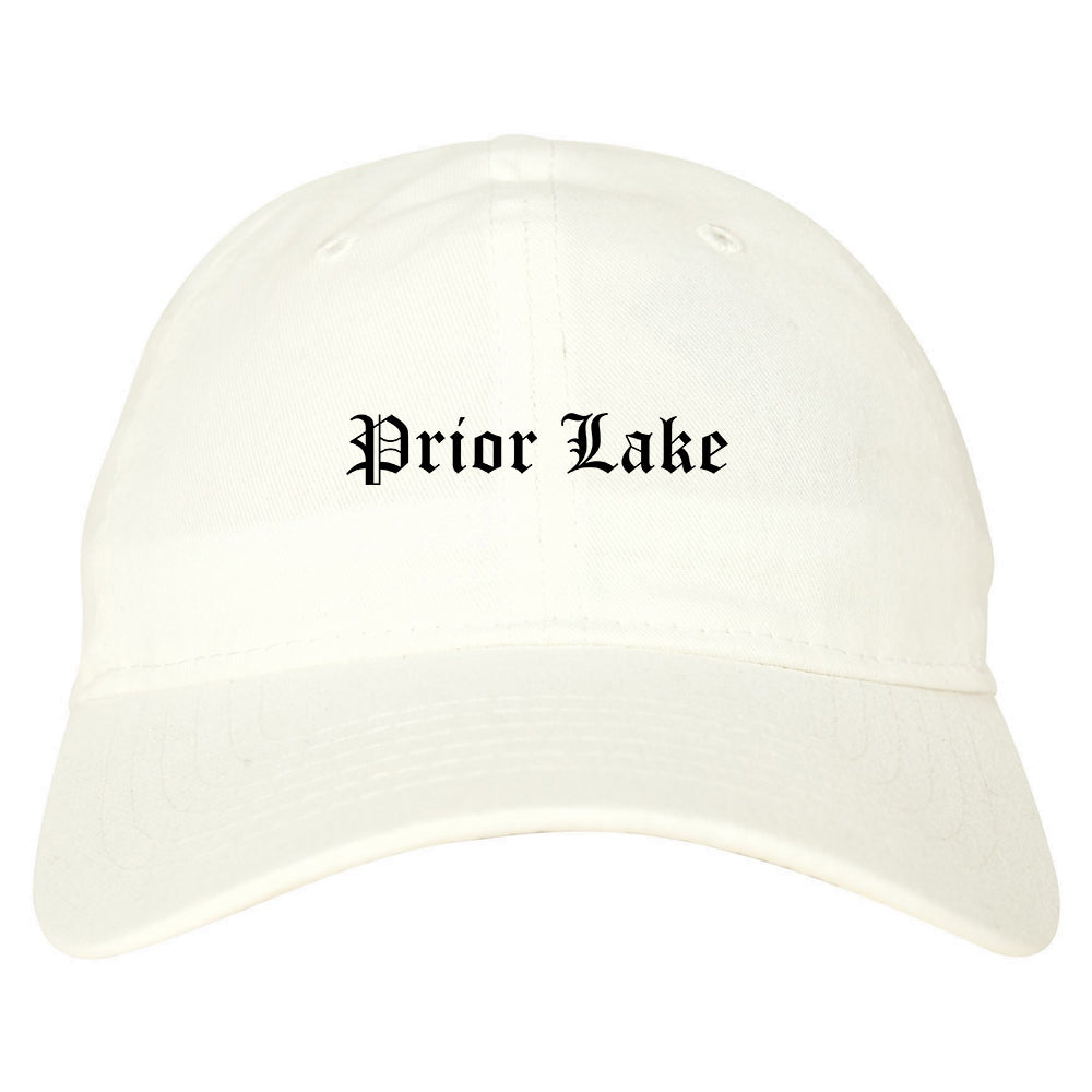 Prior Lake Minnesota MN Old English Mens Dad Hat Baseball Cap White