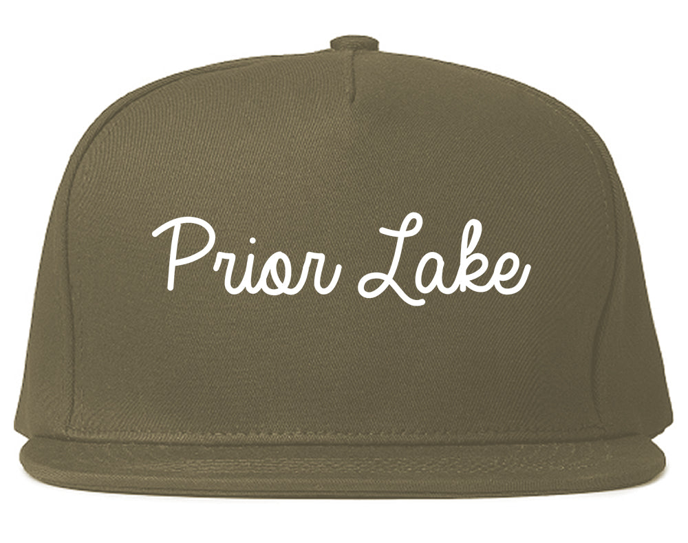 Prior Lake Minnesota MN Script Mens Snapback Hat Grey