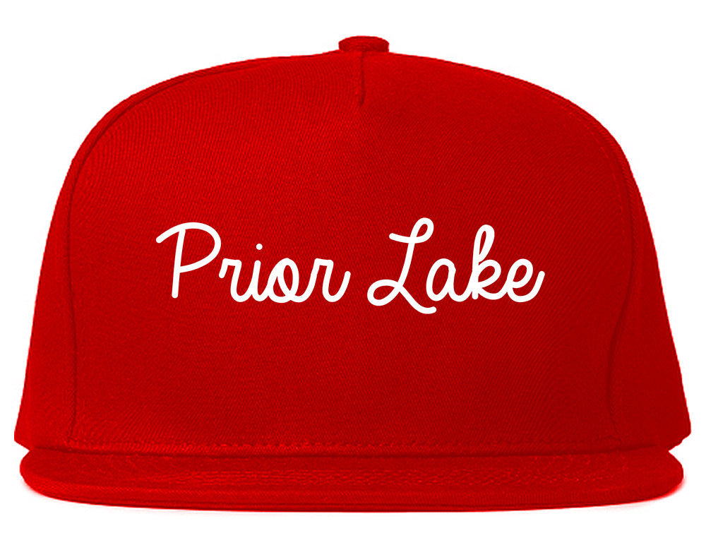 Prior Lake Minnesota MN Script Mens Snapback Hat Red