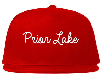 Prior Lake Minnesota MN Script Mens Snapback Hat Red