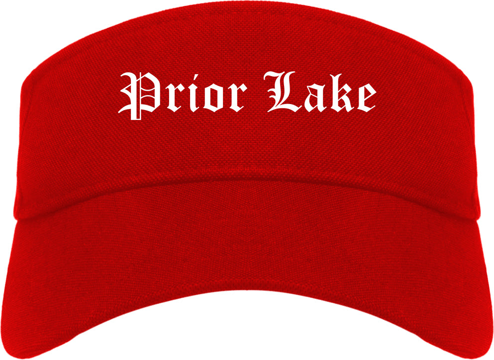 Prior Lake Minnesota MN Old English Mens Visor Cap Hat Red