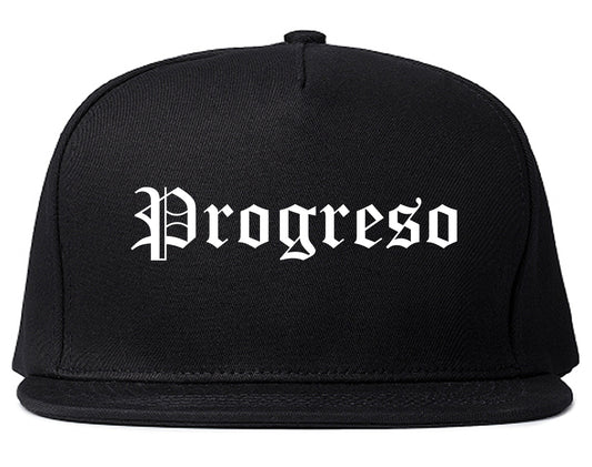 Progreso Texas TX Old English Mens Snapback Hat Black