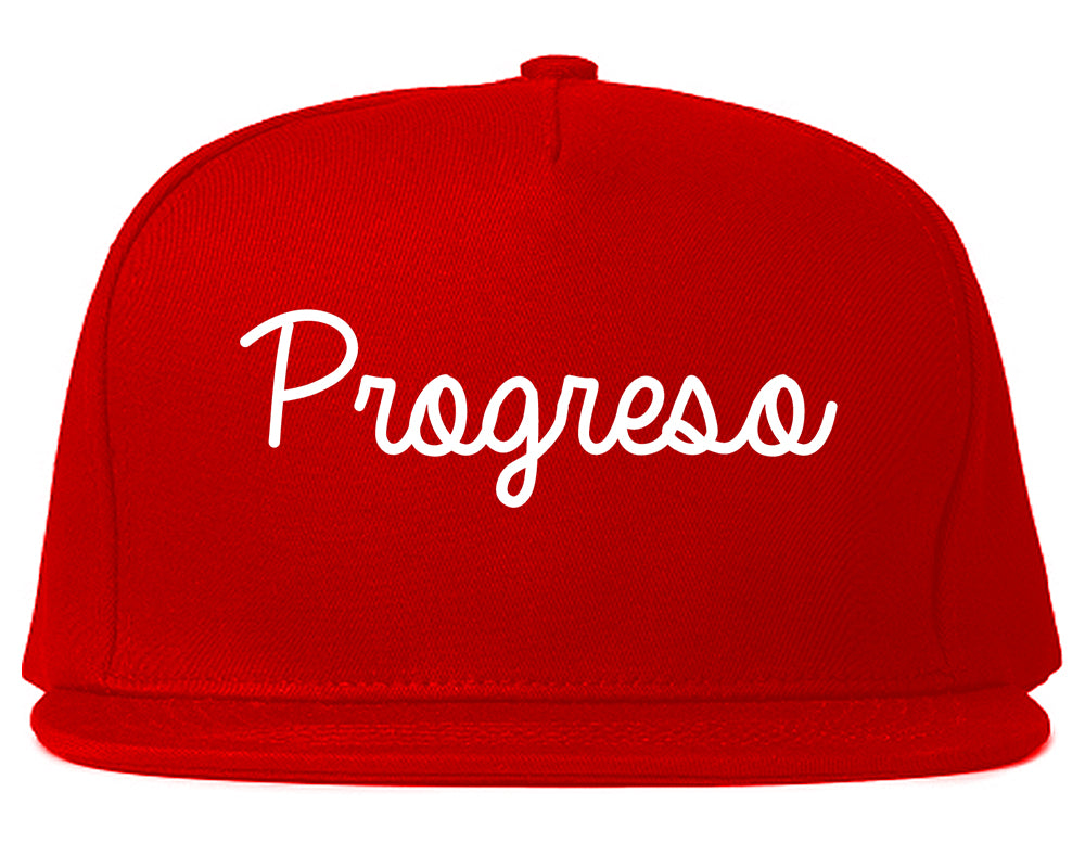 Progreso Texas TX Script Mens Snapback Hat Red