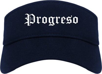 Progreso Texas TX Old English Mens Visor Cap Hat Navy Blue