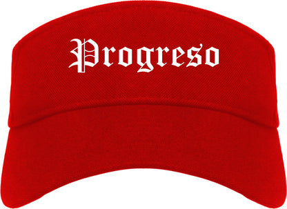 Progreso Texas TX Old English Mens Visor Cap Hat Red
