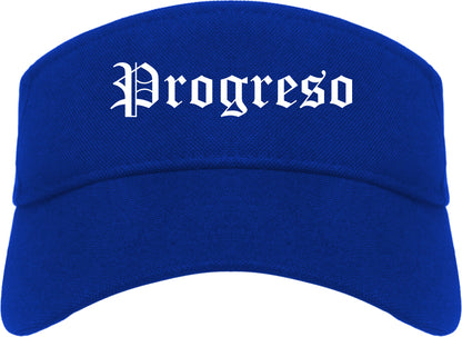Progreso Texas TX Old English Mens Visor Cap Hat Royal Blue