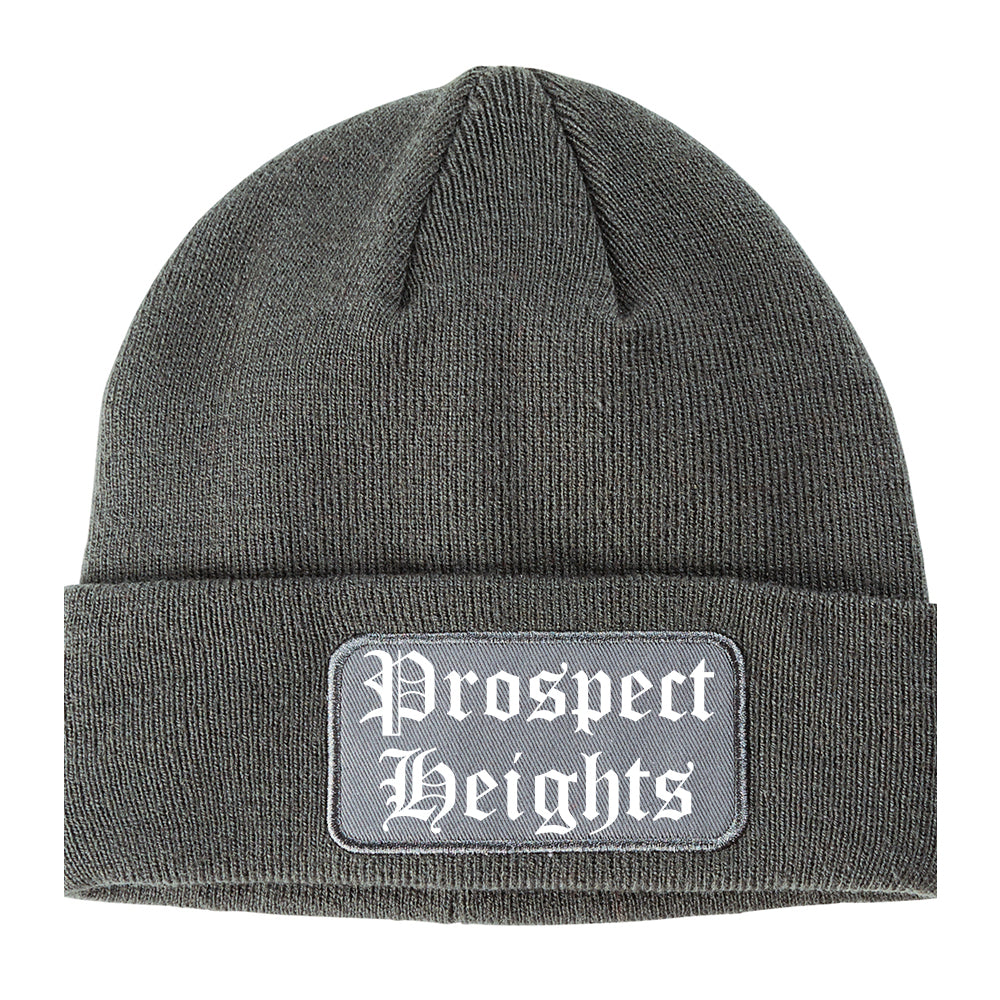 Prospect Heights Illinois IL Old English Mens Knit Beanie Hat Cap Grey