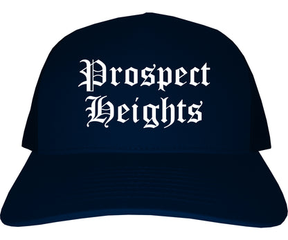 Prospect Heights Illinois IL Old English Mens Trucker Hat Cap Navy Blue