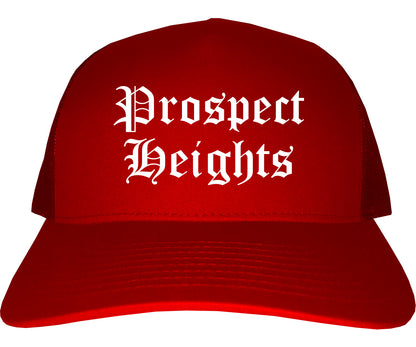 Prospect Heights Illinois IL Old English Mens Trucker Hat Cap Red