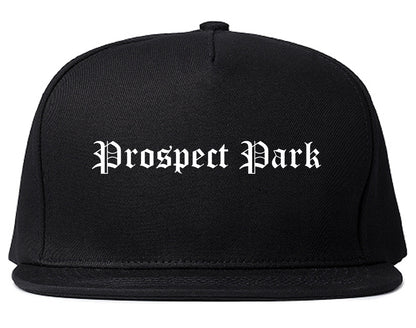 Prospect Park New Jersey NJ Old English Mens Snapback Hat Black
