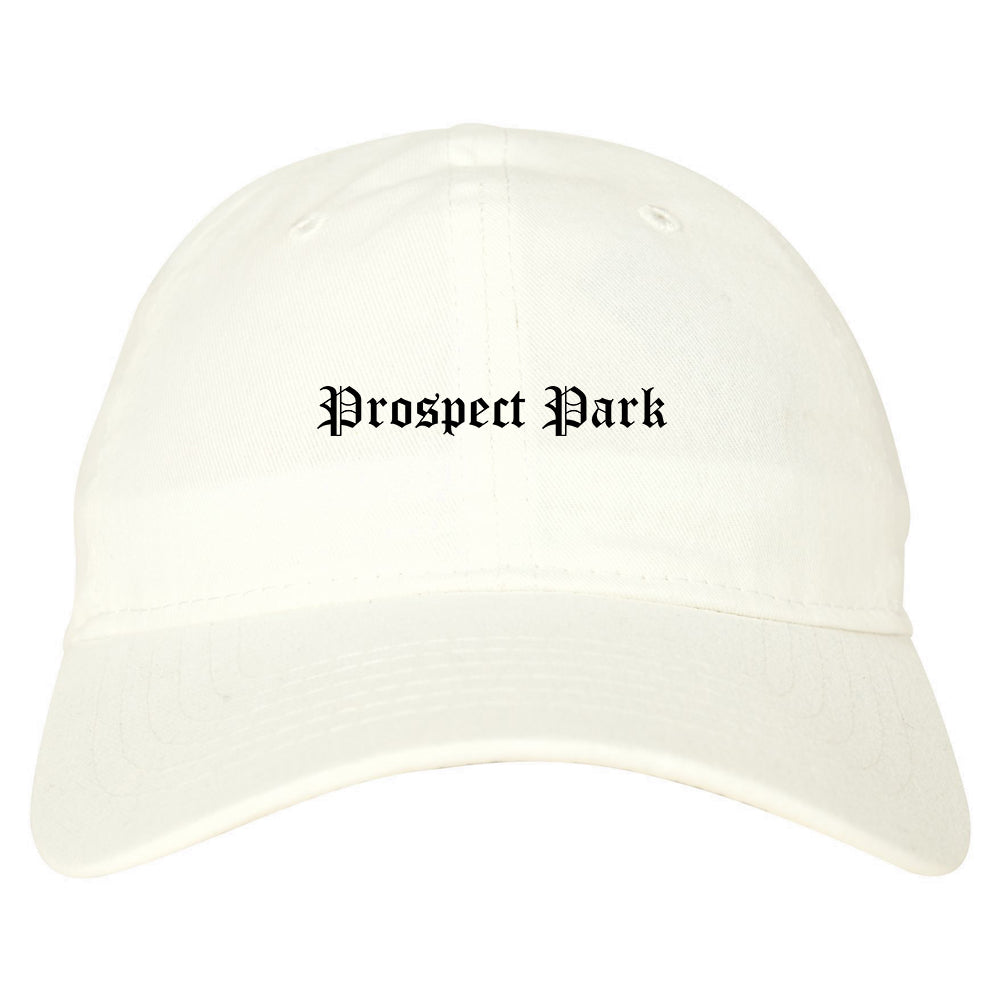 Prospect Park New Jersey NJ Old English Mens Dad Hat Baseball Cap White