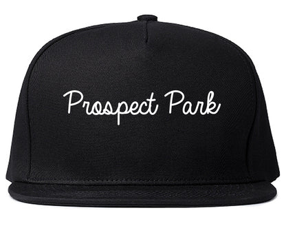 Prospect Park New Jersey NJ Script Mens Snapback Hat Black