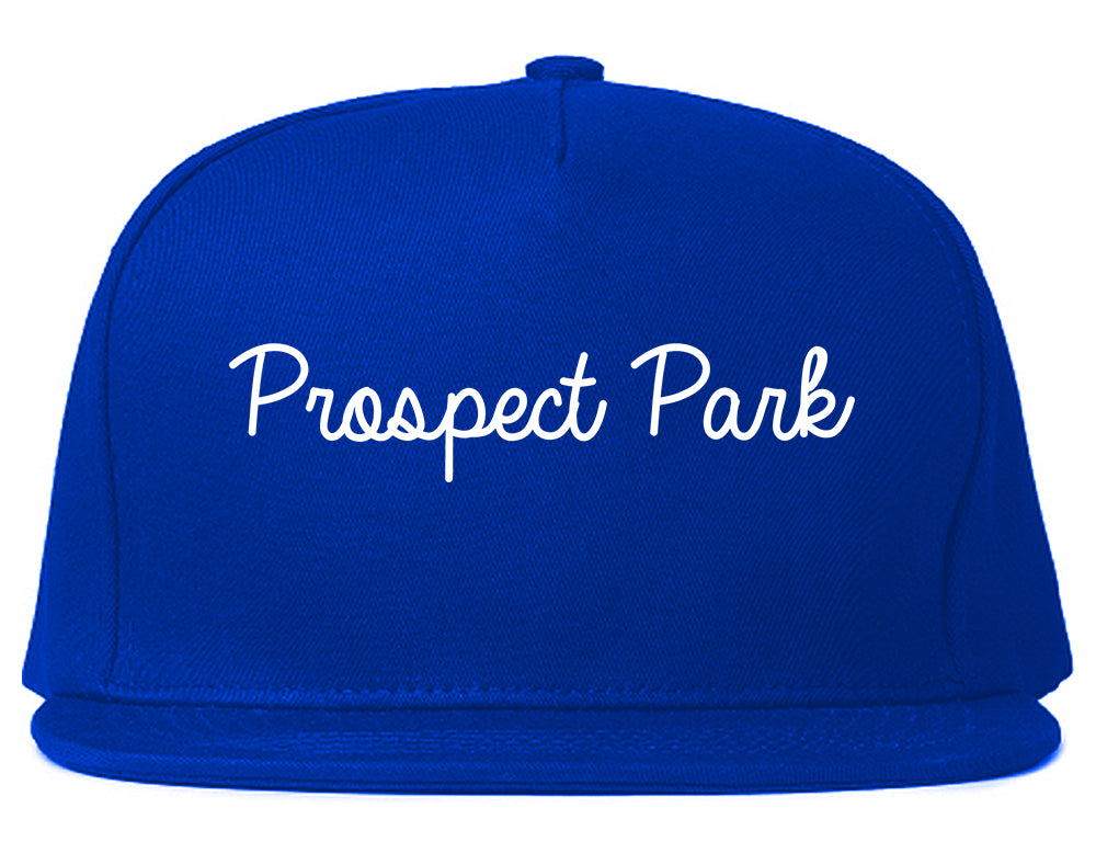 Prospect Park New Jersey NJ Script Mens Snapback Hat Royal Blue