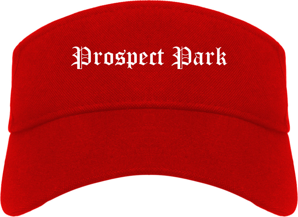Prospect Park Pennsylvania PA Old English Mens Visor Cap Hat Red