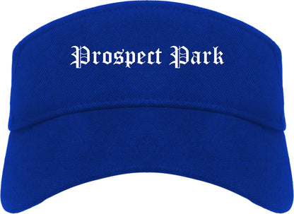 Prospect Park Pennsylvania PA Old English Mens Visor Cap Hat Royal Blue