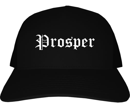 Prosper Texas TX Old English Mens Trucker Hat Cap Black