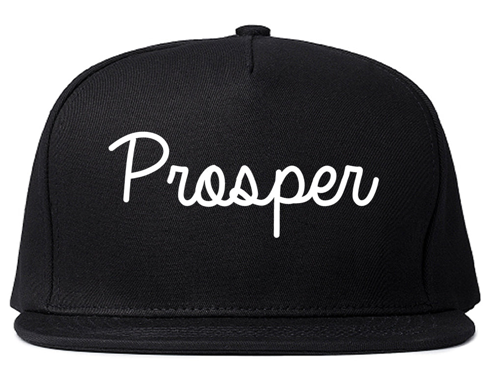 Prosper Texas TX Script Mens Snapback Hat Black