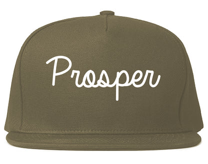 Prosper Texas TX Script Mens Snapback Hat Grey