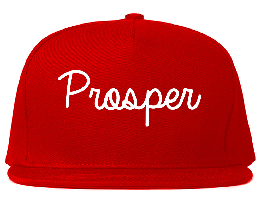 Prosper Texas TX Script Mens Snapback Hat Red