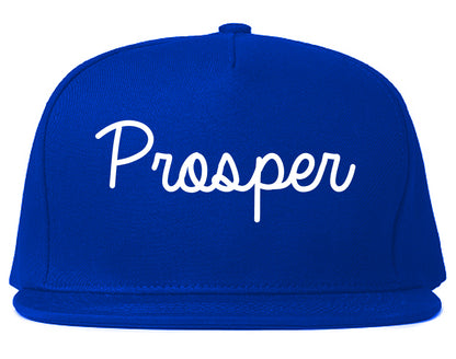 Prosper Texas TX Script Mens Snapback Hat Royal Blue