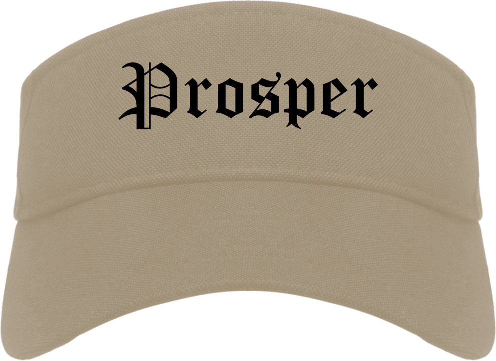 Prosper Texas TX Old English Mens Visor Cap Hat Khaki