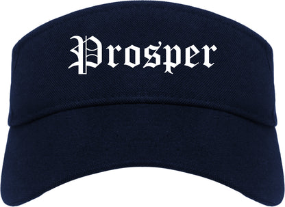 Prosper Texas TX Old English Mens Visor Cap Hat Navy Blue