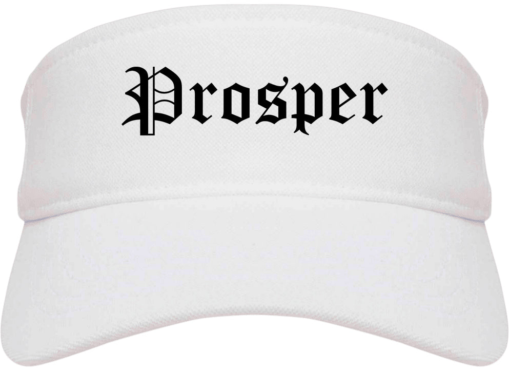 Prosper Texas TX Old English Mens Visor Cap Hat White