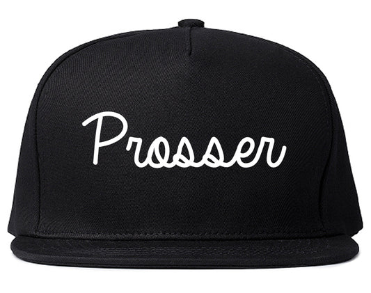 Prosser Washington WA Script Mens Snapback Hat Black