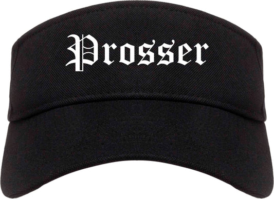 Prosser Washington WA Old English Mens Visor Cap Hat Black