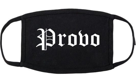 Provo Utah UT Old English Cotton Face Mask Black