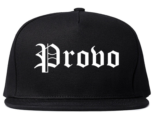 Provo Utah UT Old English Mens Snapback Hat Black