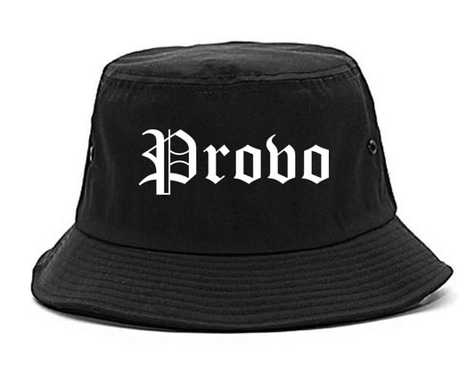 Provo Utah UT Old English Mens Bucket Hat Black