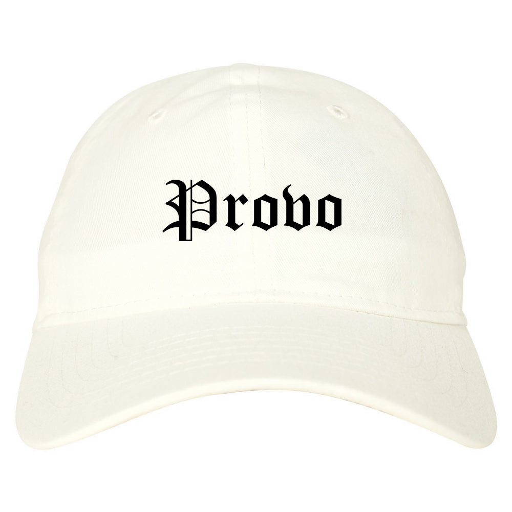 Provo Utah UT Old English Mens Dad Hat Baseball Cap White