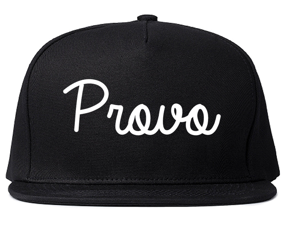 Provo Utah UT Script Mens Snapback Hat Black