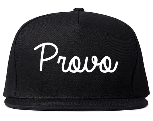 Provo Utah UT Script Mens Snapback Hat Black