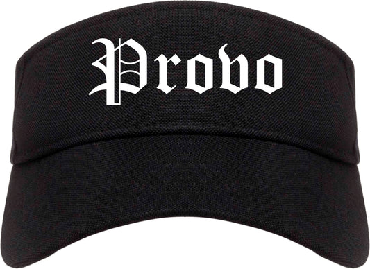 Provo Utah UT Old English Mens Visor Cap Hat Black