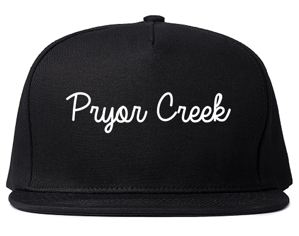 Pryor Creek Oklahoma OK Script Mens Snapback Hat Black