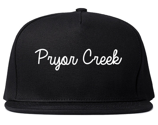 Pryor Creek Oklahoma OK Script Mens Snapback Hat Black