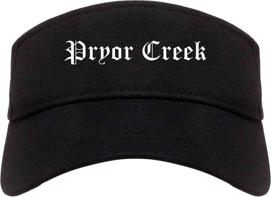Pryor Creek Oklahoma OK Old English Mens Visor Cap Hat Black