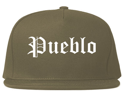 Pueblo Colorado CO Old English Mens Snapback Hat Grey