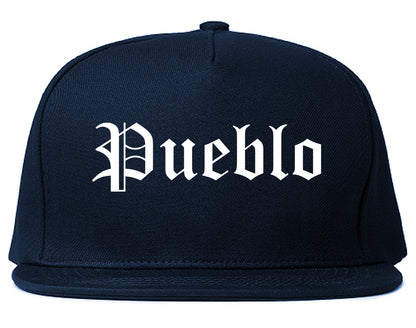 Pueblo Colorado CO Old English Mens Snapback Hat Navy Blue